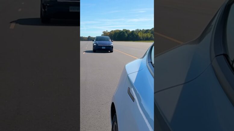 Testing Adaptive Cruise Control Capabilities On The 2026 Tesla Model Y At Cr'S Track 1