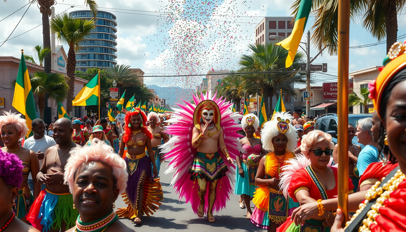 Colorful parade with vibrant costumes.