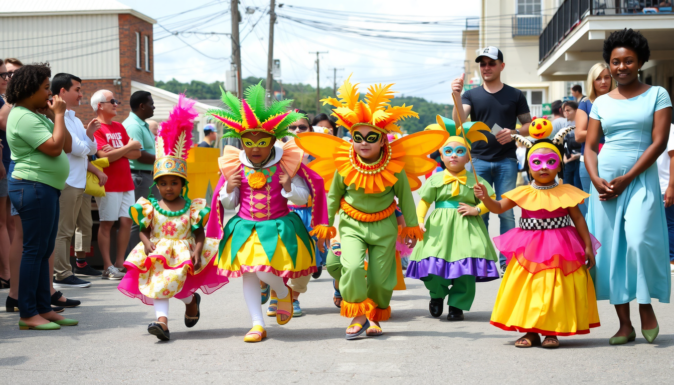 Colorful costumes at a carnival parade.