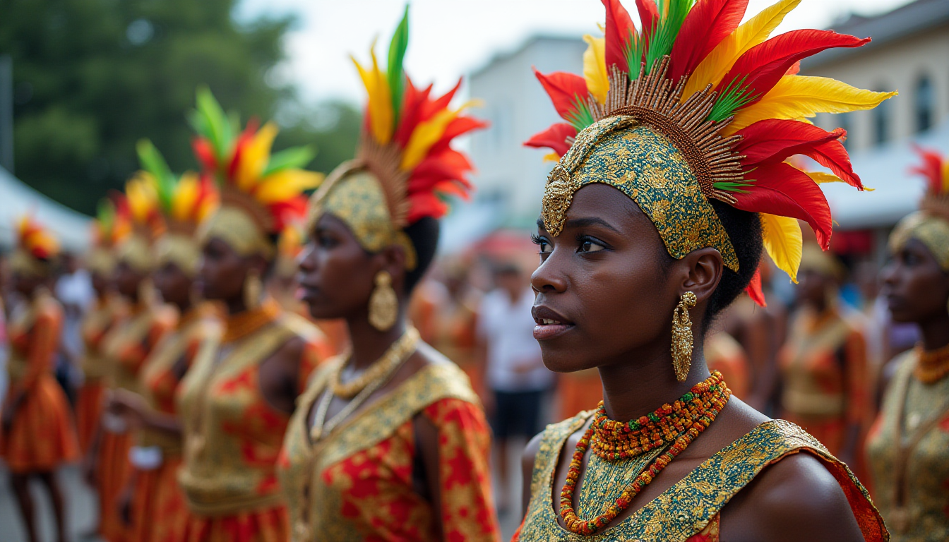 Colorful costumes at a festival.